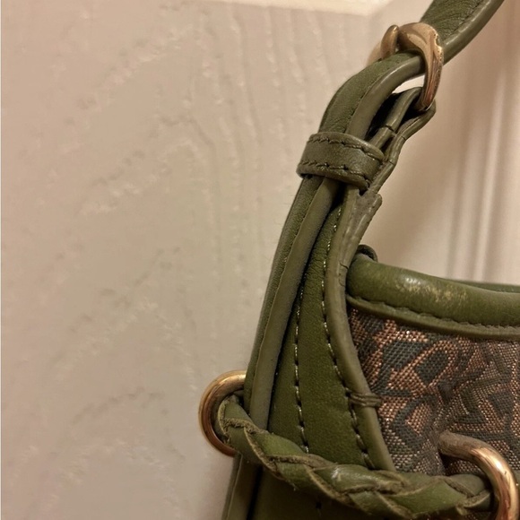 DKNY Vintage Olive & Cold Sig. Monogrammed Shoulder Bag EUC!! - Picture 11 of 15